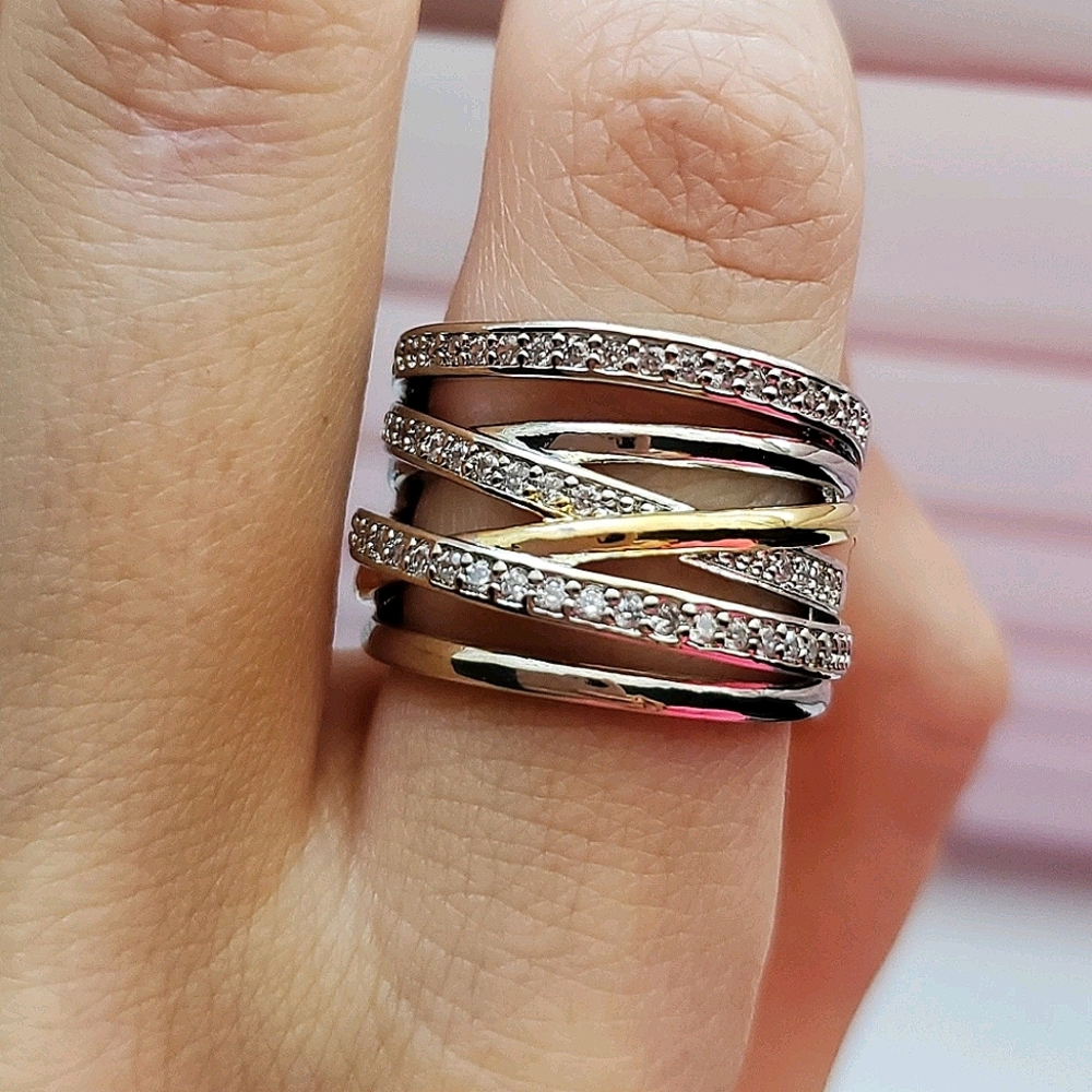 New Two Tone 925 Silver Ring - Picture 2 of 10